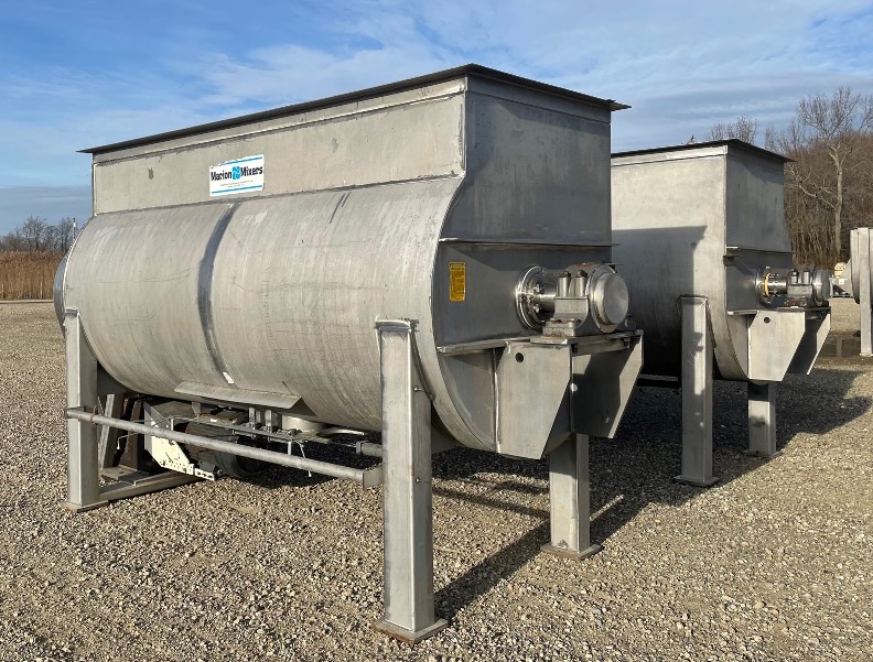 (2) used 200 CU.FT. Sanitary Stainless Steel MARION Paddle Blender. Model SPY-144. Mixing Chamber is 144